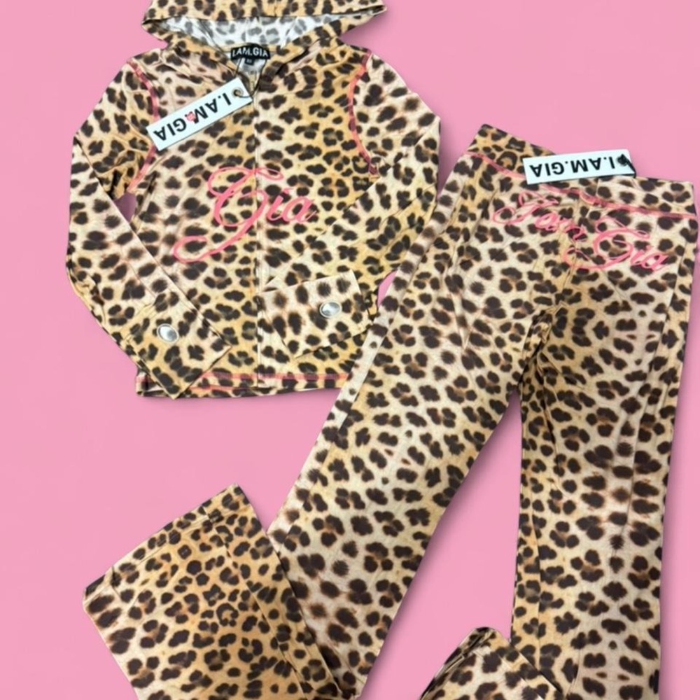 I.AM.GIA Cheetah Print 2- Piece Set size Medium